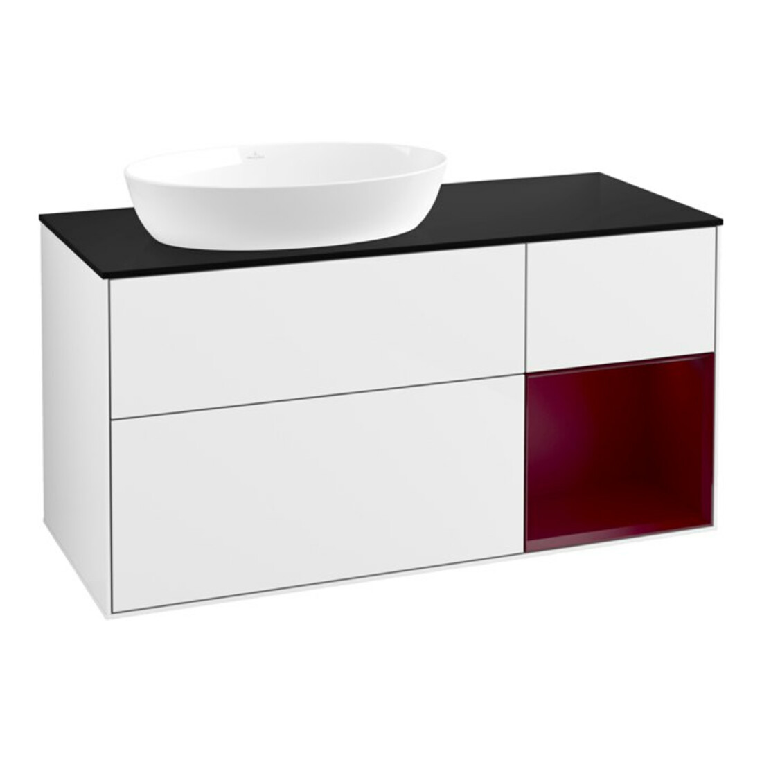 V&B Waschtischunterschrank Wandbeleuchtung Finion 120cm, Pl b m, Rg Peo m Lac, glo wh. Lac