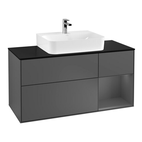 V&B Waschtischunterschrank Wandbeleuchtung Finion 120cm, Pl b m, Rg r A m, Anthrac. m