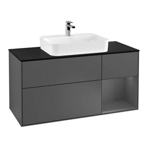 V&B Waschtischunterschrank Wandbeleuchtung Finion 120cm, Pl b m, Rg r A m, Anthrac. m