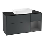 V&B Waschtischunterschrank Wandbeleuchtung Finion 120cm, Pl b m, Rg r A m, md bl. m Lac