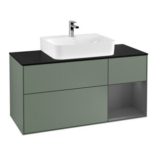 V&B Waschtischunterschrank Wandbeleuchtung Finion 120cm, Pl b m, Rg r A m, Oli. m Lac