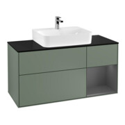 V&B Waschtischunterschrank Wandbeleuchtung Finion 120cm, Pl b m, Rg r A m, Oli. m Lac