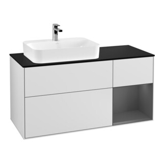V&B Waschtischunterschrank Wandbeleuchtung Finion 120cm, Pl b m, Rg r A m, wh. m Lac