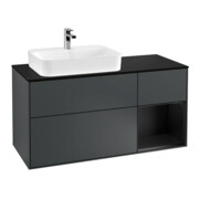 V&B Waschtischunterschrank Wandbeleuchtung Finion 120cm, Pl b m, Rg r b m La, md bl. m Lac
