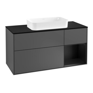 V&B Waschtischunterschrank Wandbeleuchtung Finion 120cm, Pl b m, Rg r b m Lac, Anthrac. m
