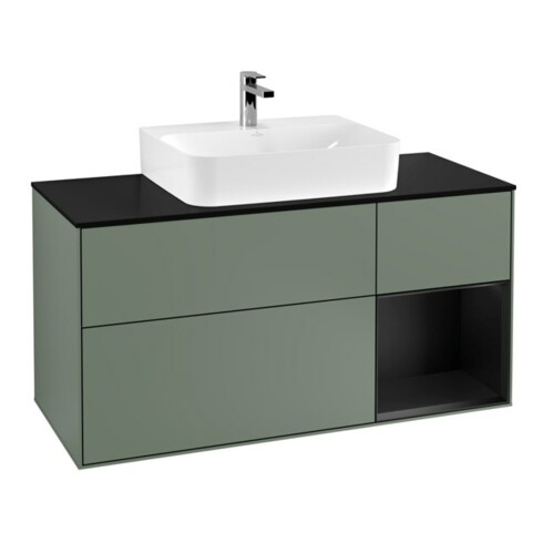 V&B Waschtischunterschrank Wandbeleuchtung Finion 120cm, Pl b m, Rg r b m Lac, Oli. m Lac