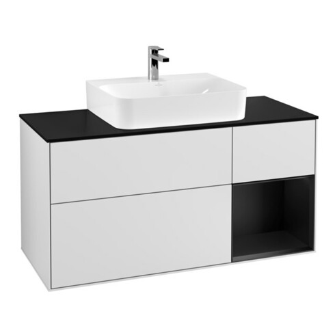 V&B Waschtischunterschrank Wandbeleuchtung Finion 120cm, Pl b m, Rg r bla m Lac, wh. m Lac