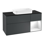 V&B Waschtischunterschrank Wandbeleuchtung Finion 120cm, Pl b m, Rg r g w La, md bl. m Lac
