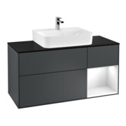V&B Waschtischunterschrank Wandbeleuchtung Finion 120cm, Pl b m, Rg r g w La, md bl. m Lac