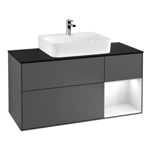 V&B Waschtischunterschrank Wandbeleuchtung Finion 120cm, Pl b m, Rg r g w Lac, Anthrac. m