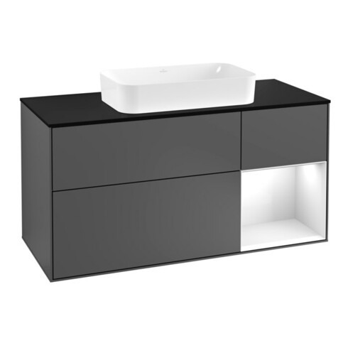 V&B Waschtischunterschrank Wandbeleuchtung Finion 120cm, Pl b m, Rg r g w Lac, Anthrac. m