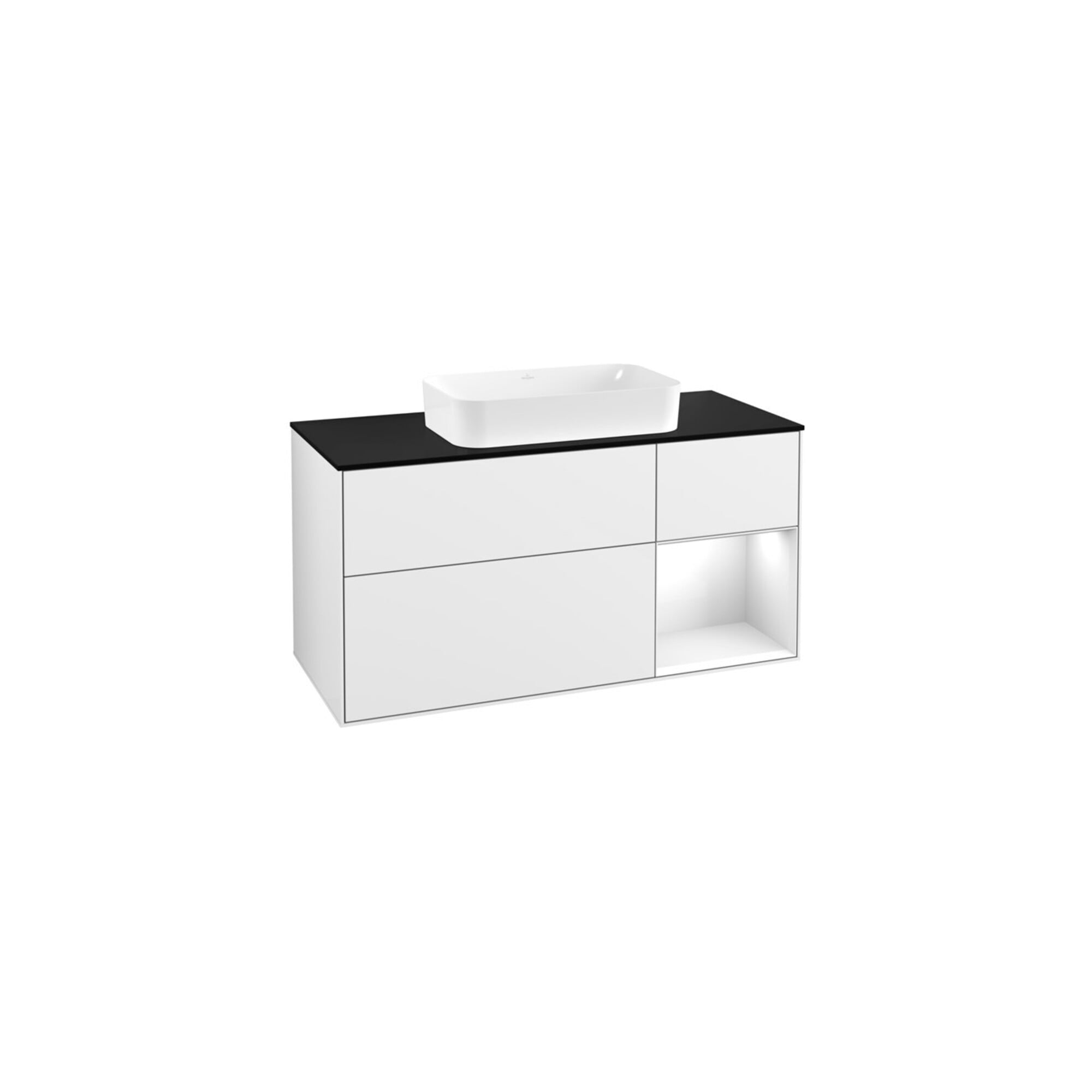 V&B Waschtischunterschrank Wandbeleuchtung Finion 120cm, Pl b m, Rg r g w Lac, glo wh. Lac ; Villeroy & Boch