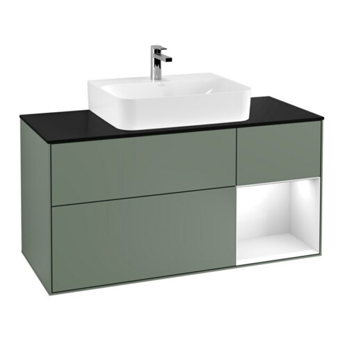 V&B Waschtischunterschrank Wandbeleuchtung Finion 120cm, Pl b m, Rg r g w Lac, Oli. m Lac