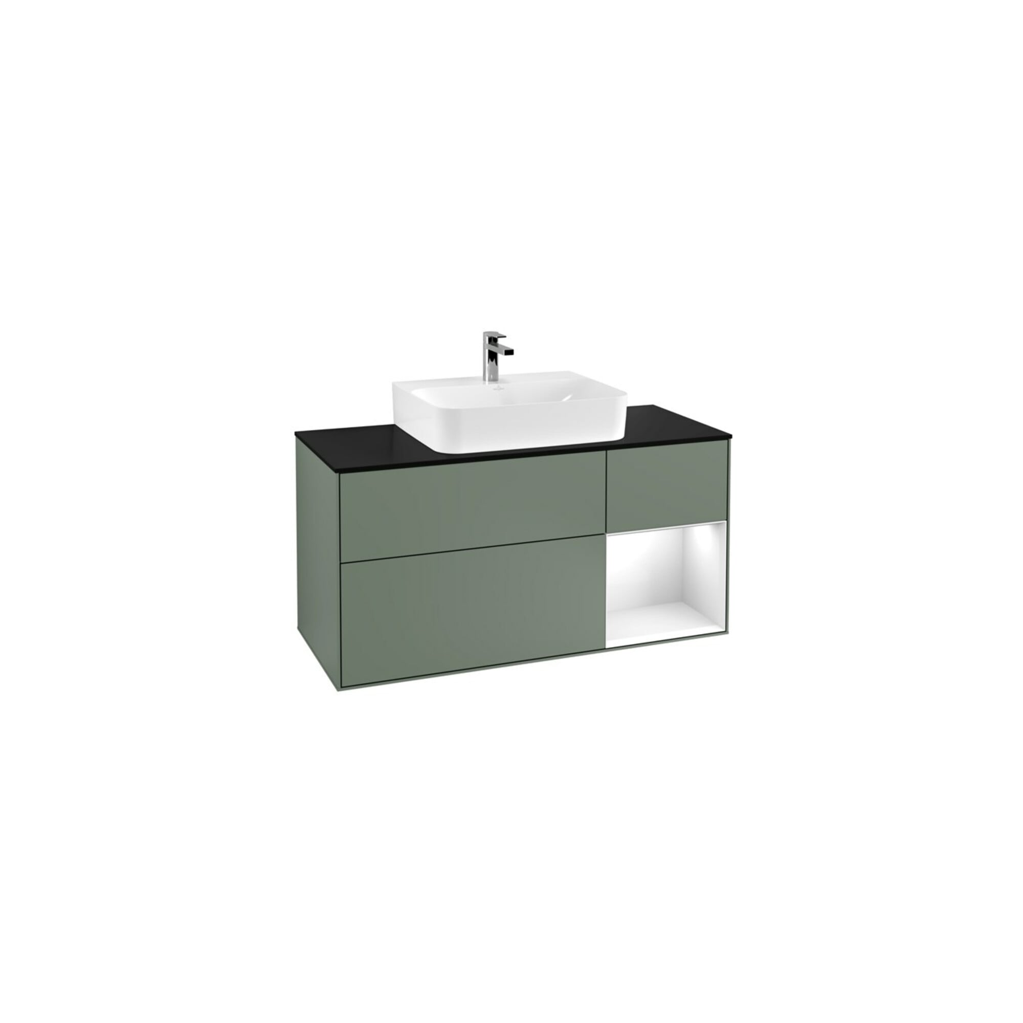 V&B Waschtischunterschrank Wandbeleuchtung Finion 120cm, Pl b m, Rg r g w Lac, Oli. m Lac ; Villeroy & Boch