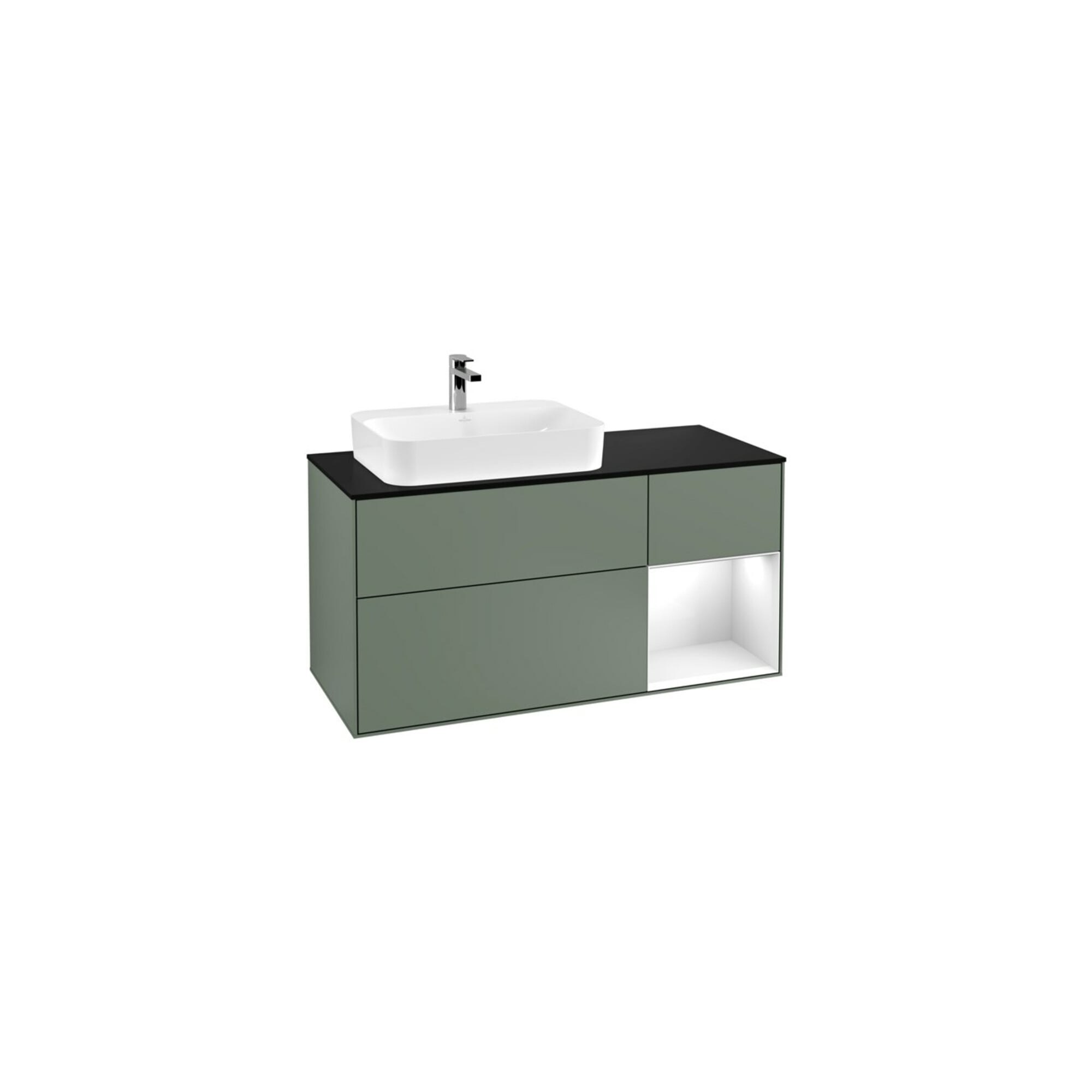 V&B Waschtischunterschrank Wandbeleuchtung Finion 120cm, Pl b m, Rg r g w Lac, Oli. m Lac ; Villeroy & Boch