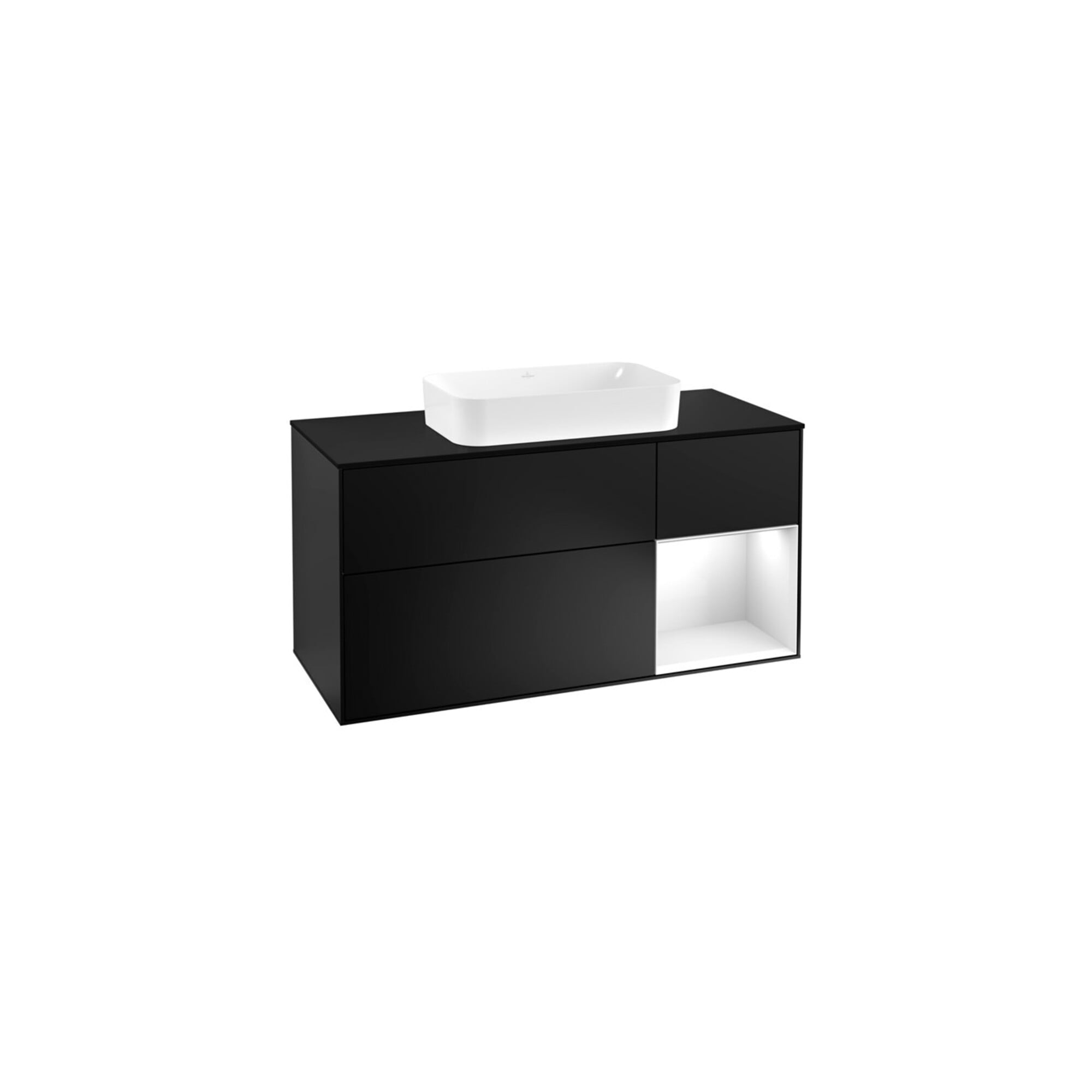 V&B Waschtischunterschrank Wandbeleuchtung Finion 120cm, Pl b m, Rg r g wh. Lac, bla m Lac ; Villeroy & Boch