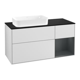 V&B Waschtischunterschrank Wandbeleuchtung Finion 120cm, Pl b m, Rg r md b m La, wh. m Lac