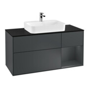 V&B Waschtischunterschrank Wandbeleuchtung Finion 120cm, Pl b m, Rg r md b m, md bl. m Lac