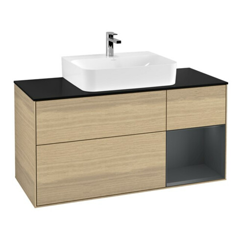 V&B Waschtischunterschrank Wandbeleuchtung Finion 120cm, Pl b m, Rg r md bl. m Lac, Oa ven