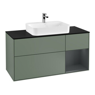 V&B Waschtischunterschrank Wandbeleuchtung Finion 120cm, Pl b m, Rg r md bl. m, Oli. m Lac