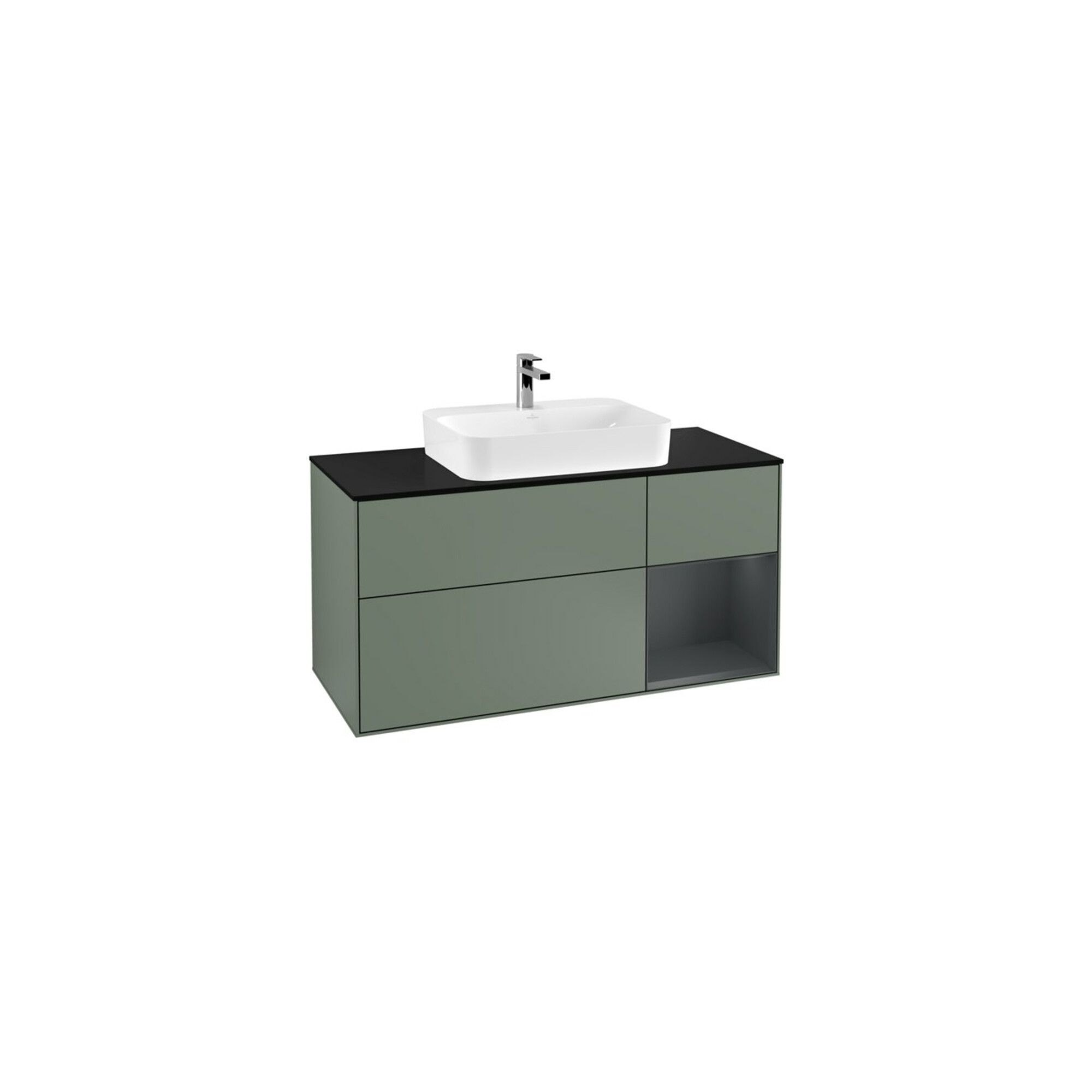 V&B Waschtischunterschrank Wandbeleuchtung Finion 120cm, Pl b m, Rg r md bl. m, Oli. m Lac ; Villeroy & Boch