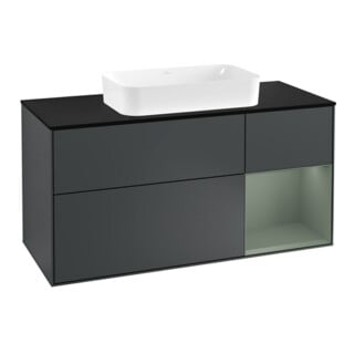 V&B Waschtischunterschrank Wandbeleuchtung Finion 120cm, Pl b m, Rg r Ol m La, md b m Lac