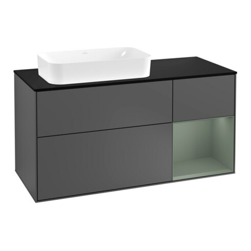 V&B Waschtischunterschrank Wandbeleuchtung Finion 120cm, Pl b m, Rg r Ol m Lac, Anthrac. m