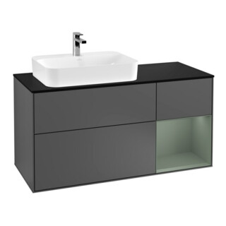 V&B Waschtischunterschrank Wandbeleuchtung Finion 120cm, Pl b m, Rg r Ol m Lac, Anthrac. m