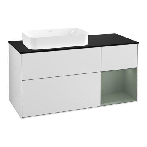 V&B Waschtischunterschrank Wandbeleuchtung Finion 120cm, Pl b m, Rg r Ol m Lac, wh. m Lac