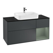 V&B Waschtischunterschrank Wandbeleuchtung Finion 120cm, Pl b m, Rg r Oli. m, md bl. m Lac