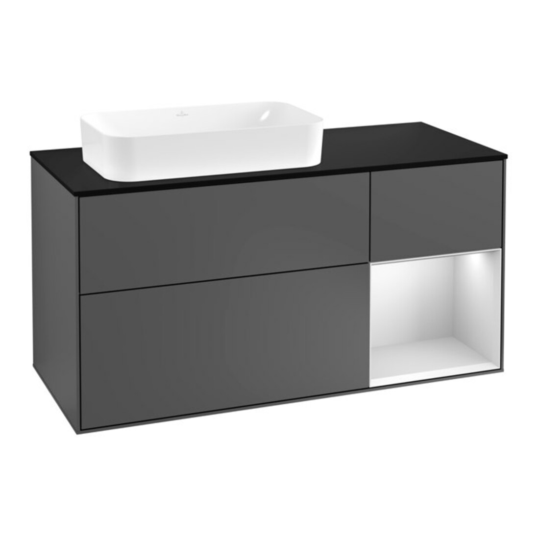 V&B Waschtischunterschrank Wandbeleuchtung Finion 120cm, Pl b m, Rg r w m Lac, Anthrac. m