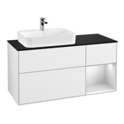V&B Waschtischunterschrank Wandbeleuchtung Finion 120cm, Pl b m, Rg r w m Lac, glo wh. Lac