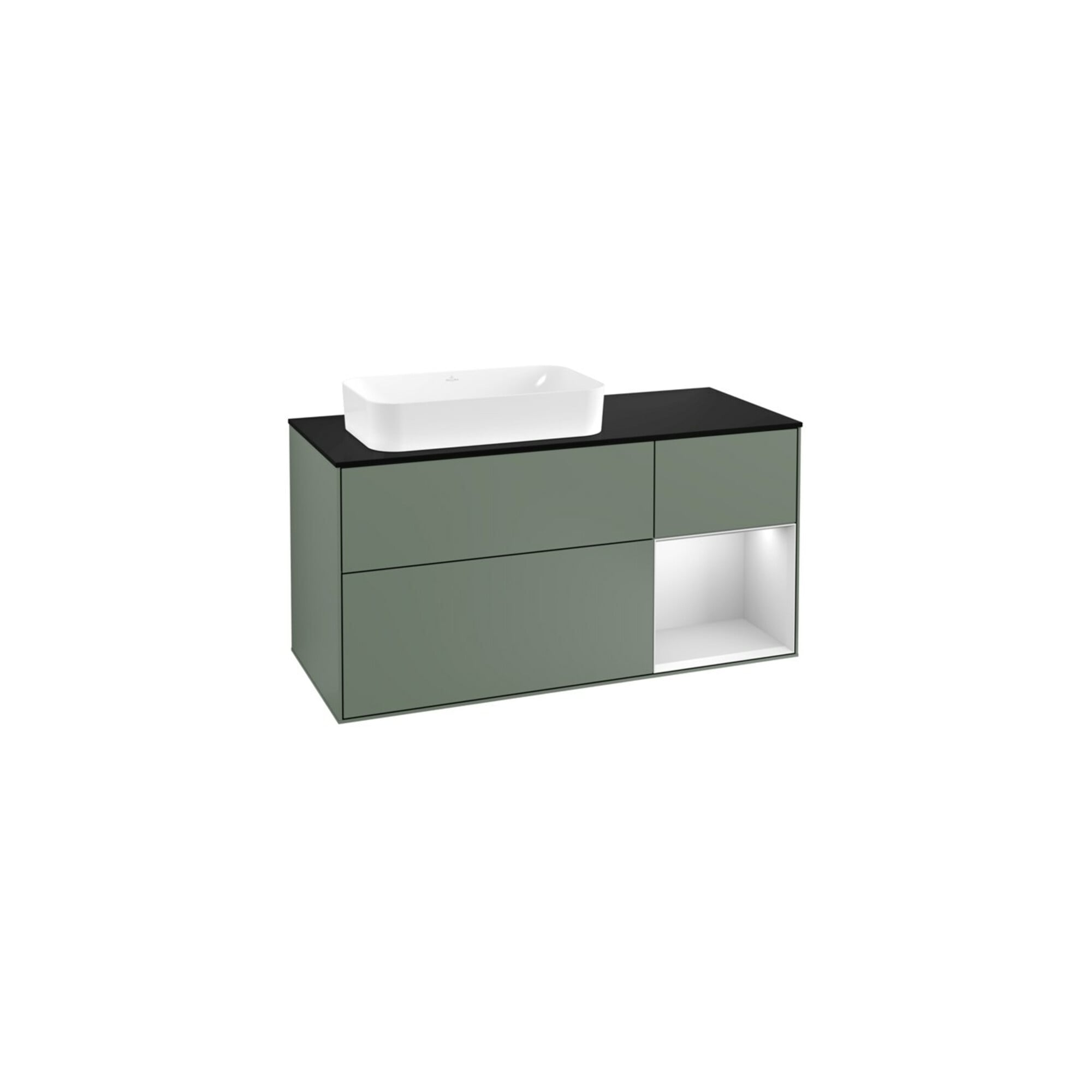 V&B Waschtischunterschrank Wandbeleuchtung Finion 120cm, Pl b m, Rg r w m Lac, Oli. m Lac ; Villeroy & Boch