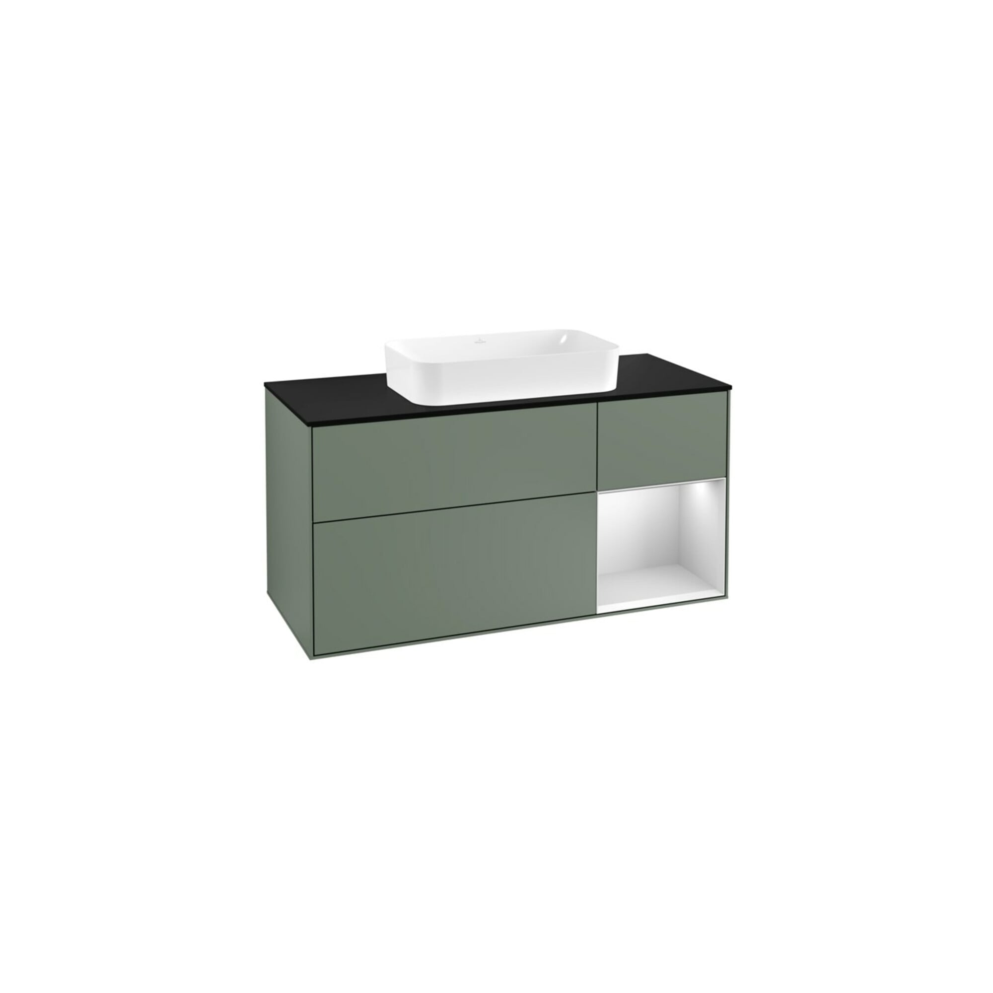 V&B Waschtischunterschrank Wandbeleuchtung Finion 120cm, Pl b m, Rg r w m Lac, Oli. m Lac ; Villeroy & Boch