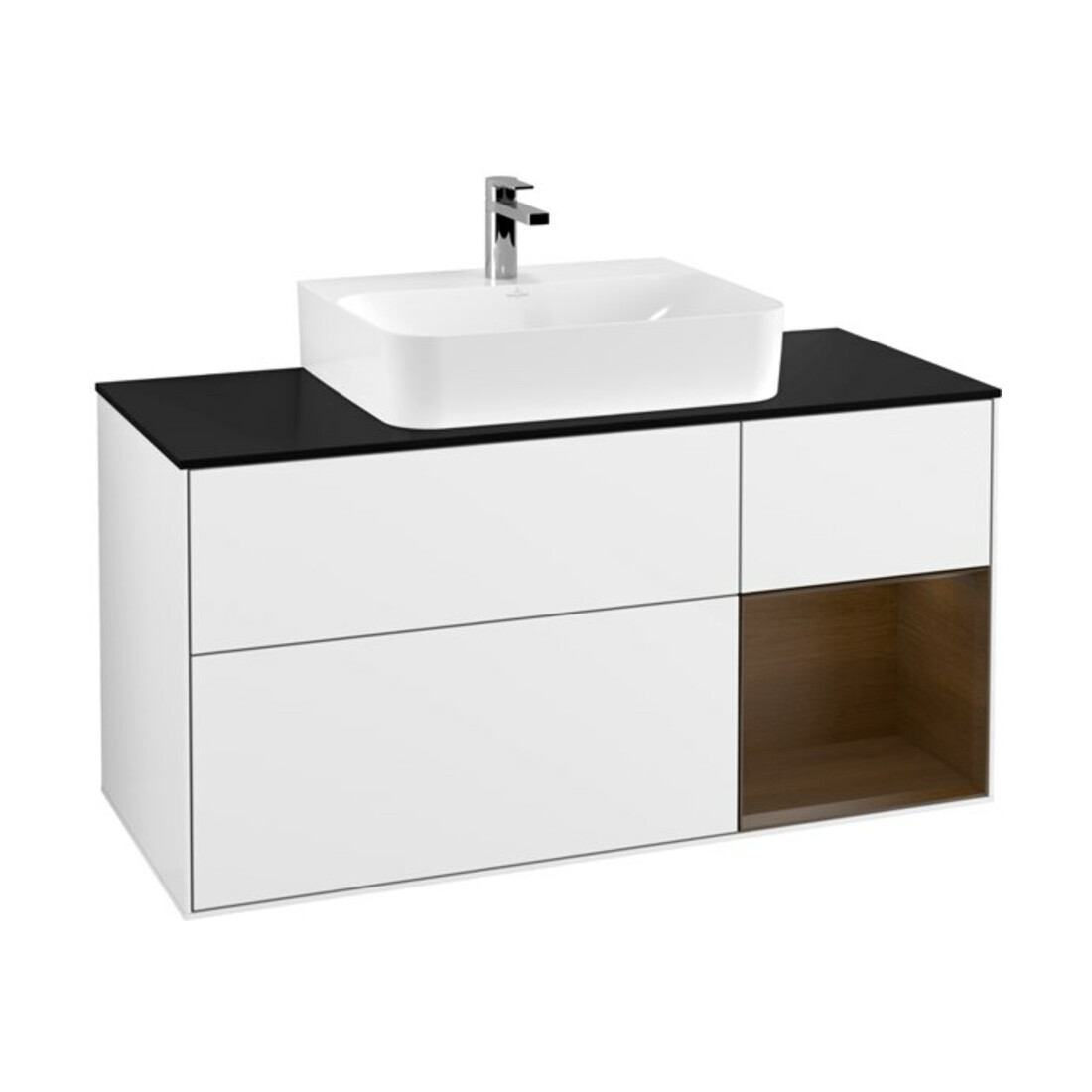V&B Waschtischunterschrank Wandbeleuchtung Finion 120cm, Pl b m, Rg r wal ven, glo wh. Lac