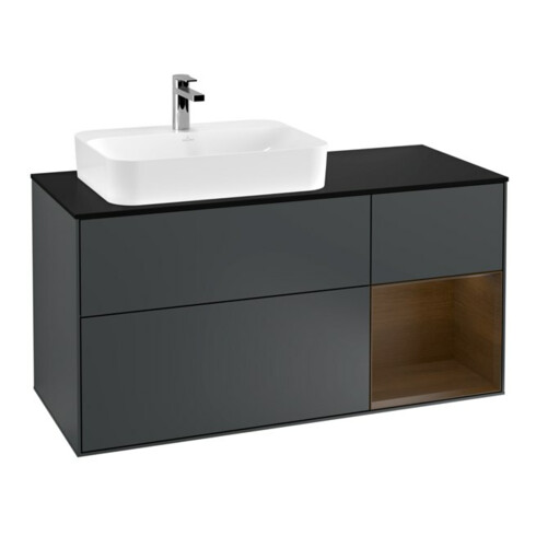 V&B Waschtischunterschrank Wandbeleuchtung Finion 120cm, Pl b m, Rg r wal ven, md b m Lac