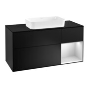 V&B Waschtischunterschrank Wandbeleuchtung Finion 120cm, Pl b m, Rg r wh. m Lac, bla m Lac