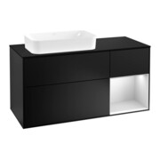 V&B Waschtischunterschrank Wandbeleuchtung Finion 120cm, Pl b m, Rg r wh. m Lac, bla m Lac