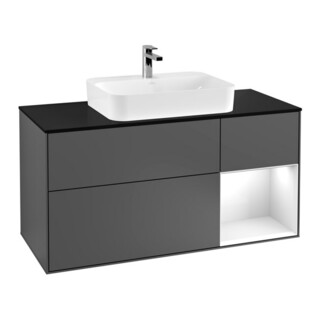 V&B Waschtischunterschrank Wandbeleuchtung Finion 120cm, Pl b m, Rg re glo wh., Anthrac. m