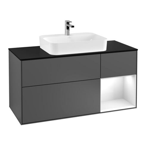 V&B Waschtischunterschrank Wandbeleuchtung Finion 120cm, Pl b m, Rg re glo wh., Anthrac. m