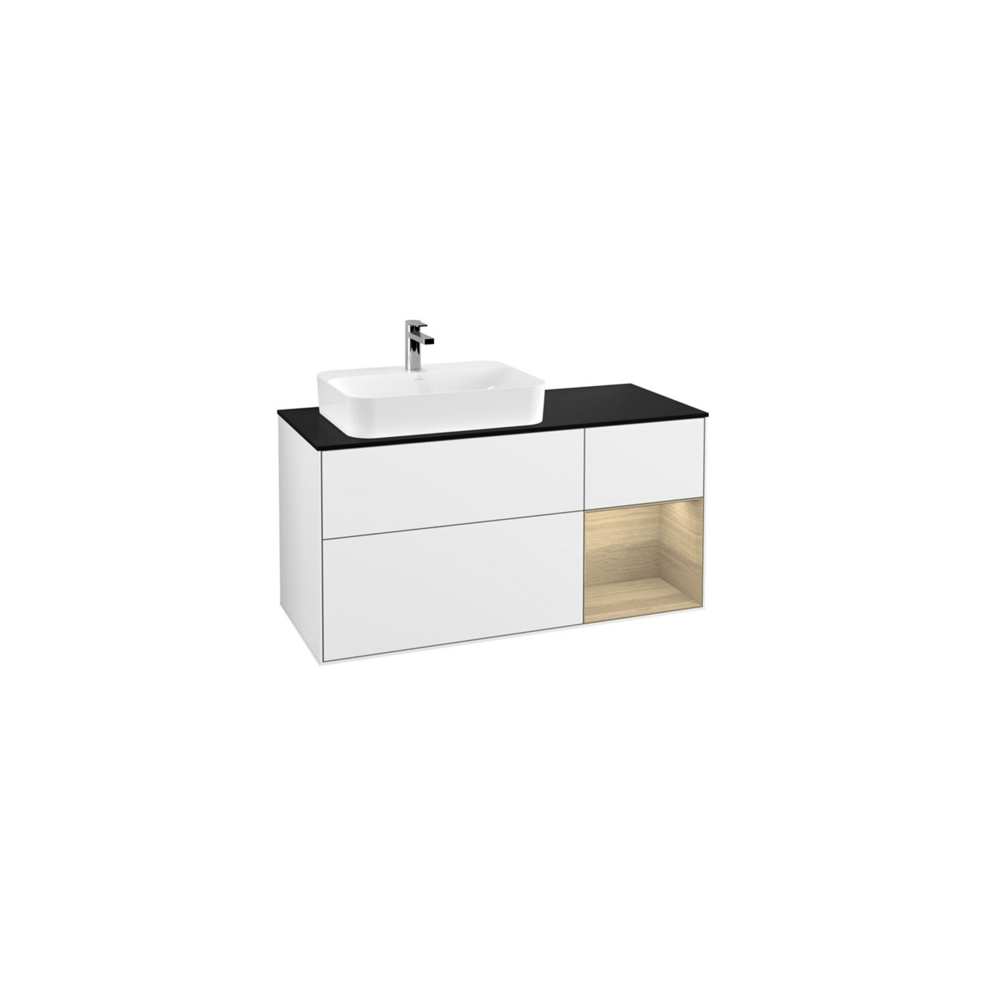 V&B Waschtischunterschrank Wandbeleuchtung Finion 120cm, Pl b m, Rg re Oa ven, glo wh. Lac ; Villeroy & Boch
