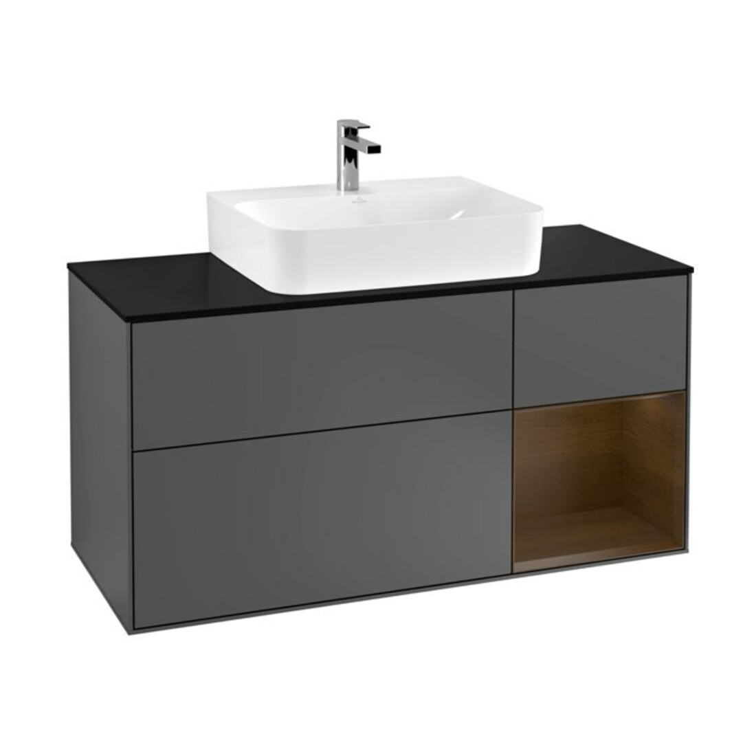 V&B Waschtischunterschrank Wandbeleuchtung Finion 120cm, Pl b m, Rg re wal ven, Anthrac. m
