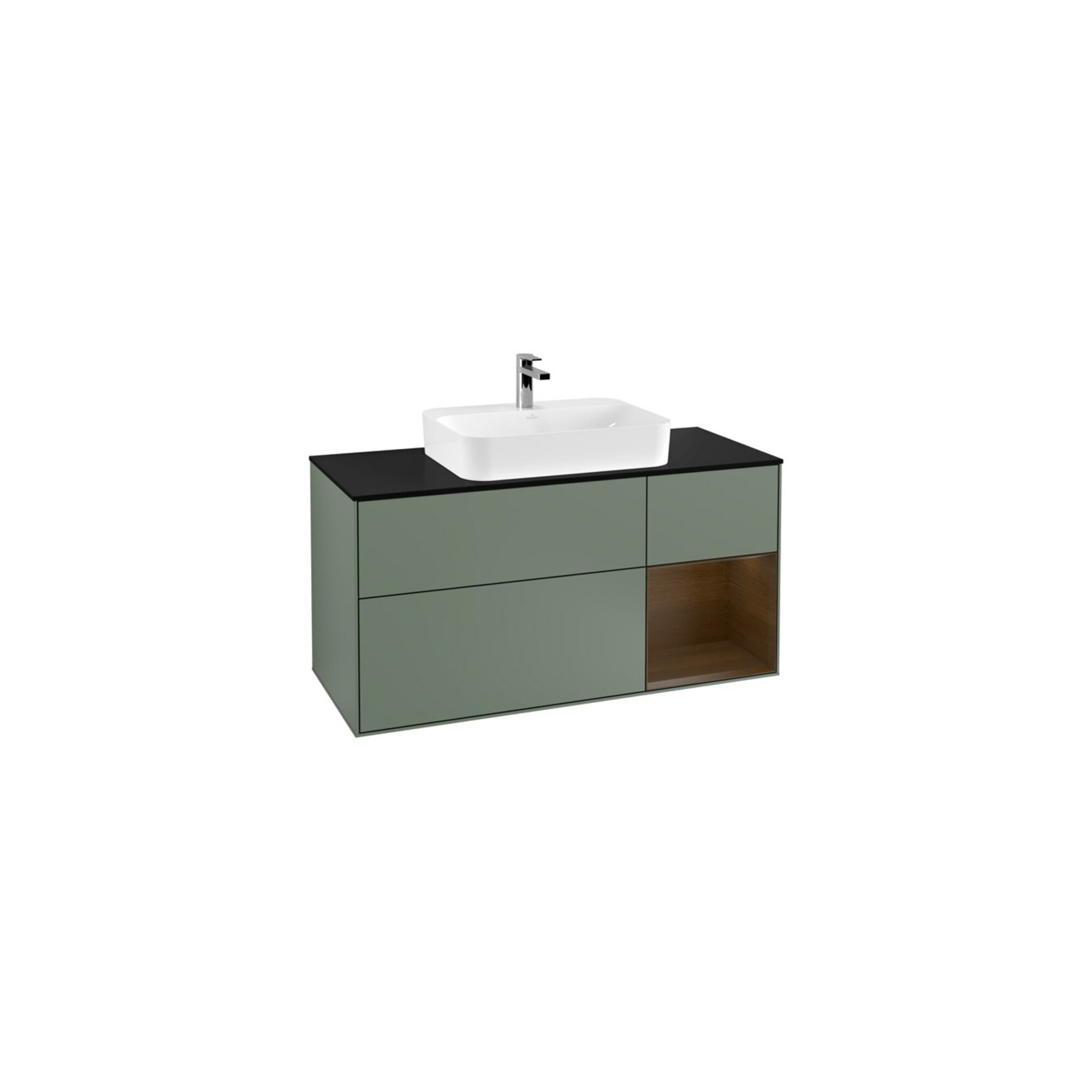 V&B Waschtischunterschrank Wandbeleuchtung Finion 120cm, Pl b m, Rg re wal ven, Oli. m Lac ; Villeroy & Boch