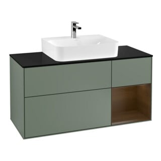 V&B Waschtischunterschrank Wandbeleuchtung Finion 120cm, Pl b m, Rg re wal ven, Oli. m Lac