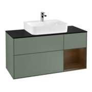 V&B Waschtischunterschrank Wandbeleuchtung Finion 120cm, Pl b m, Rg re wal ven, Oli. m Lac