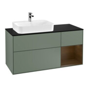 V&B Waschtischunterschrank Wandbeleuchtung Finion 120cm, Pl b m, Rg re wal ven, Oli. m Lac