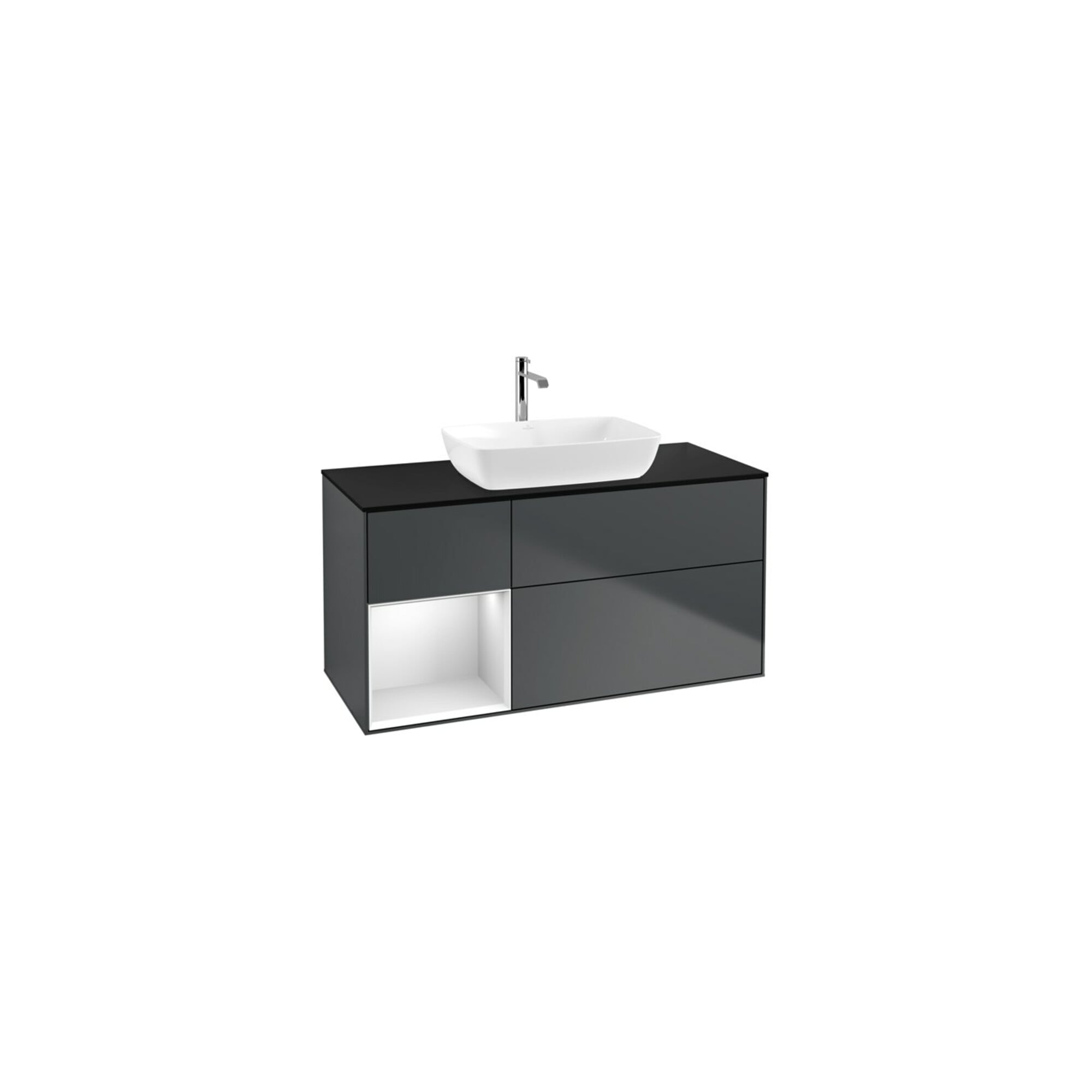V&B Waschtischunterschrank Wandbeleuchtung Finion 120cm, Pl b m, Rg w m Lac, md bl. m Lac ; Villeroy & Boch