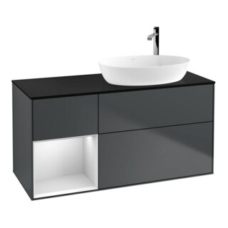 V&B Waschtischunterschrank Wandbeleuchtung Finion 120cm, Pl b m, Rg w m Lac, md bl. m Lac