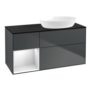 V&B Waschtischunterschrank Wandbeleuchtung Finion 120cm, Pl b m, Rg w m Lac, md bl. m Lac