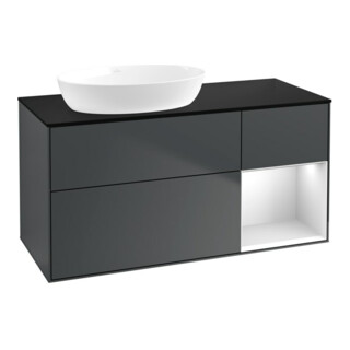 V&B Waschtischunterschrank Wandbeleuchtung Finion 120cm, Pl b m, Rg w m Lac, md bl. m Lac